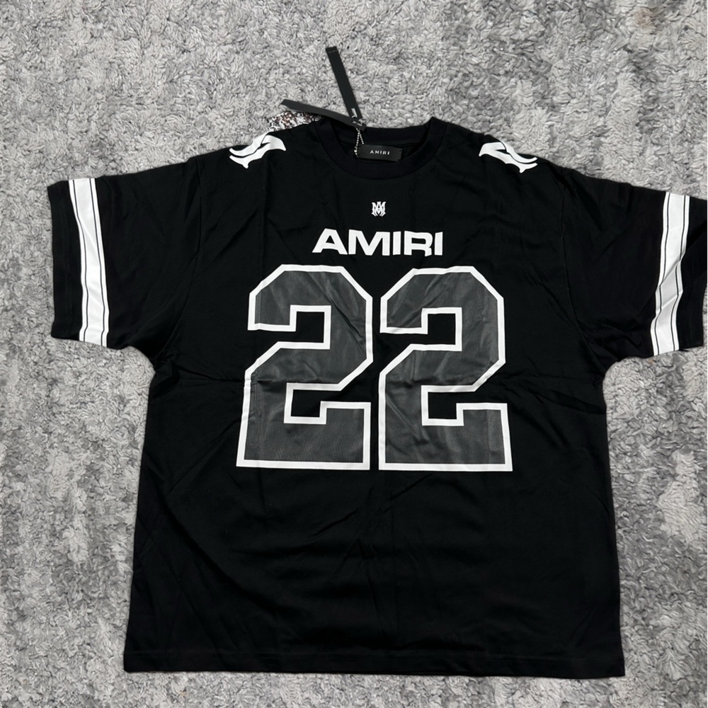 AMIRI 22 Jersey Black Tee Mens Size Large or Medium MA logo